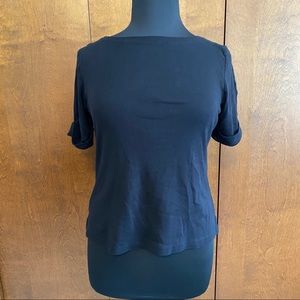 KAREN SCOTT petite black short sleeve blouse